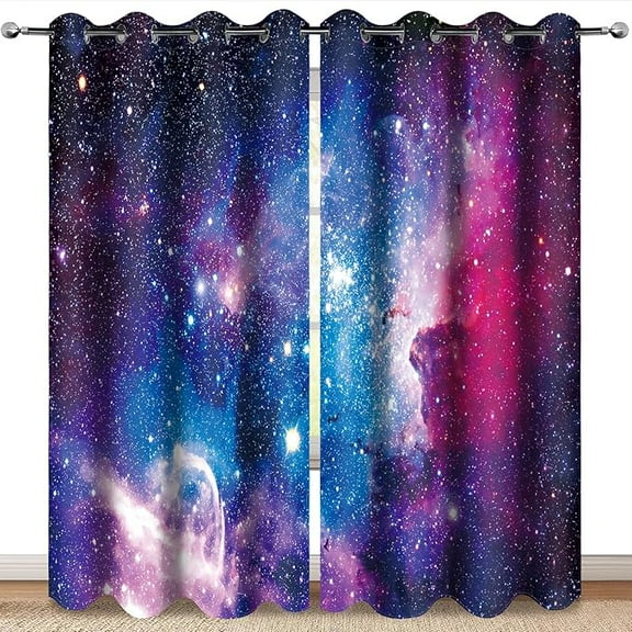 Outer Space Galaxy Blackout Curtains Women Men Kids Boys Universe Nebula Drapes Colorful Stars Starry Sky Decor for Home Bedroom Room Darkening Grommet Window Drapes 2 Panels, 52"x84"