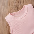 thumbnail image 4 of LMTODLFG Baby Girl Clothes Baby Girls Sleeveless Ruffle Solid Tops+Shorts Outfits Clothes Baby Girls' Clothing Pink 0-3 Months, 4 of 9