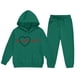 thumbnail image 3 of Conjunto de sudadera con capucha de manga larga para niños con estampado en forma de corazón y pantalones deportivos con lazo en las piernas, conjunto deportivo informal de dos piezas para niños, poli, 3 of 5