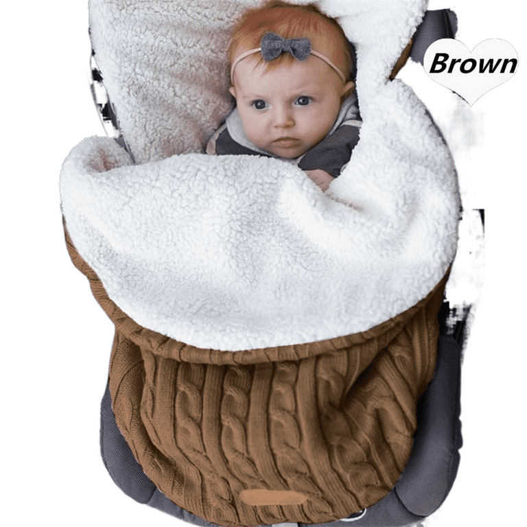 Newborn Baby Hooded Swaddle Knit Wrap Swaddling Blanket Warm Pram Sleeping Bag