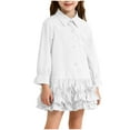 thumbnail image 2 of hengsof Girls Uniform Shirt Dress Long Sleeve Button Ruffle Hem Dress 1-10 Years, 2 of 7