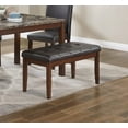 thumbnail image 3 of Dining Table 5pc Dining Set Espresso Finish Faux Leather 3x Chairs Bench Tufted Seat Faux Marble Top Dining Room, 3 of 6