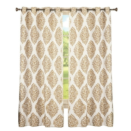 Women Jacquard Pattern - Leaf Lattice Pattern Grommet Top Jacquard Curtain Panel, 84