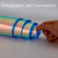 thumbnail image 4 of 40"x8"PVC Holographic Sheet Transparent Iridescent Opal Roll Vinyl Rainbow Glossy Clear Film Mirrored Foil Laser Fabric DIY for Craft Cutters Shoes Bag Sewing Patchwork Window(Blue), 4 of 9