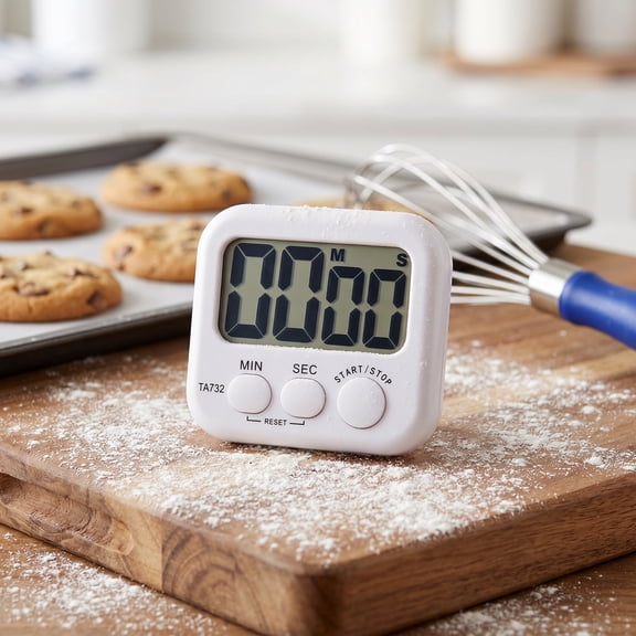 Supvox White Digital Kitchen Timer for Home Use with Large LED Display