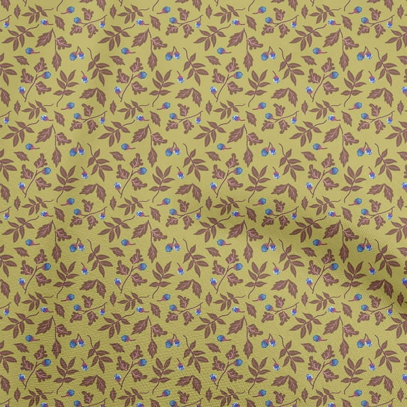 oneOone Cotton Poplin Olive Green Fabric Floral Quilting Supplies Print Sewing Fabric By The Yard 42 Inch Wide