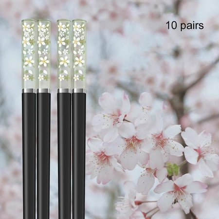 

10 Pairs Sakura Japanese Sushi Chopsticks Reusable High Temperature Resistant Non-Slip Housewarming Gift Household