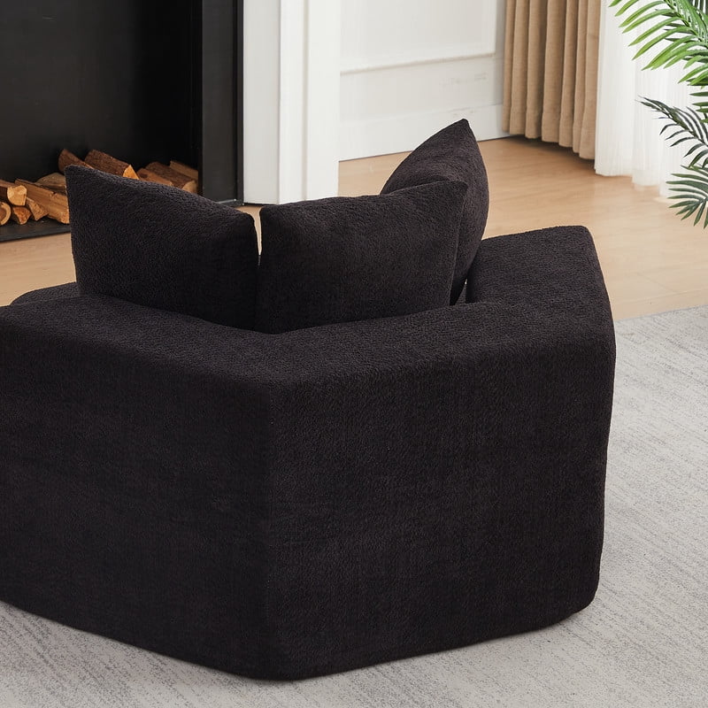 54''W Hexagonal Single Chaise Lounge Accent Chair, Chenille-Upholstered Sofa, Compressed Boneless Floor Oversized Single Lazy Sofa