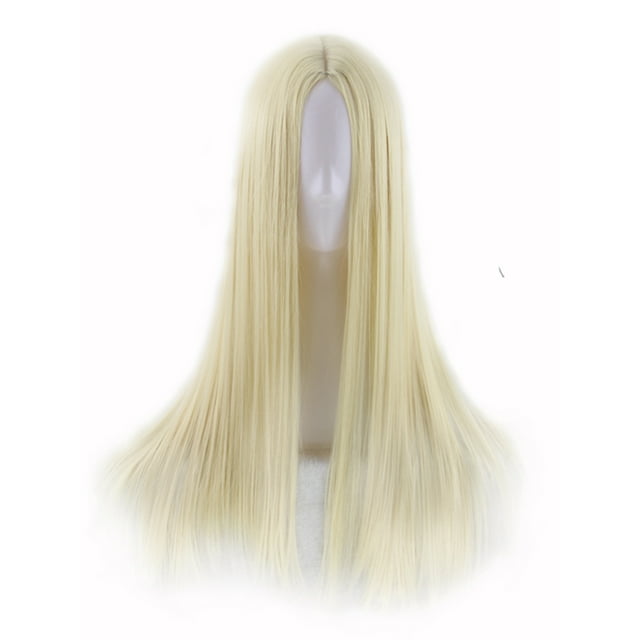 Perruque Longue Droite Résistante à la Chaleur en Cheveux Synthétiques pour Femmes Sans Frange pour Fête Robe Quotidienne