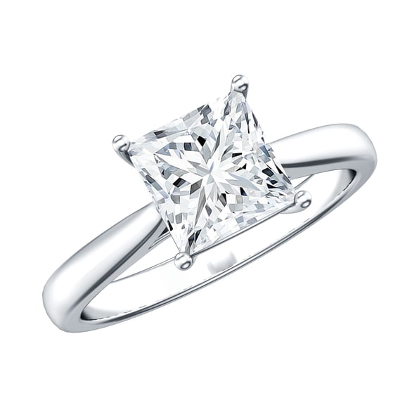 Rosec Jewels Certified Moissanite Princess Cut Engagement Ring 3 Ct - 8 mm Moissanite Solitaire Ring - D-VS1 Quality, 925 Sterling Silver, US 4.00
