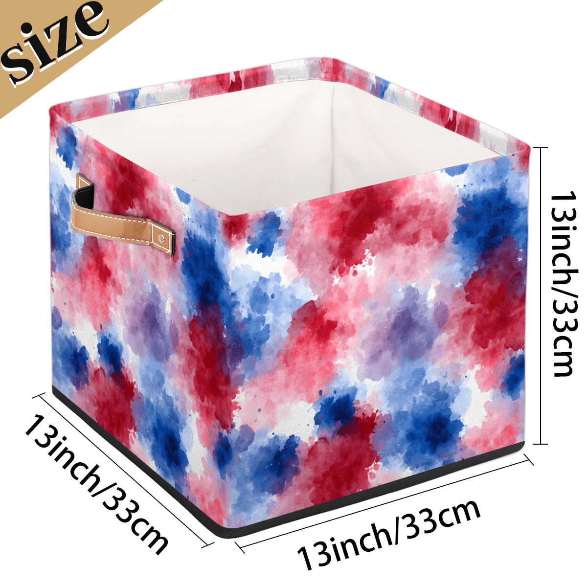 CURLYOOT Tie Dye Themed Cube Storage Bin, 13 x 13 x 13 Storage Cube Bins for Organizing, Fabric Foldable Closet Baskets with Handles for Closet, Shelves, Clothes