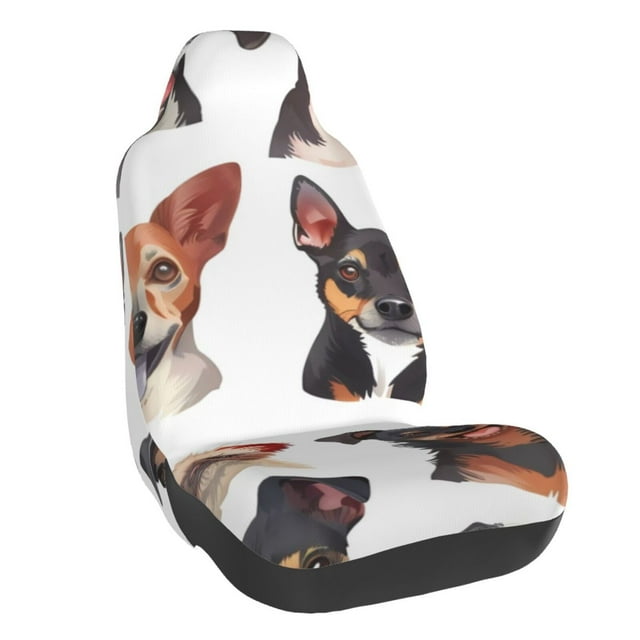 Wukai Happy Dog Faces Collage Full Set Car Seat Covers with Soft Padding Universal Auto Front Seats Protector and Cushion Mat