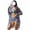 Dark Blue, variant on Wancir Women Bathing Suit 3 Piece Swimsuit Drawstring Bikini Set Long Sleeve Beach Cover Up Boho Swimwear Set with Boy Shorts