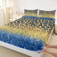 thumbnail image 3 of Homewish Glitter Leopard Print Queen Sheet Sets, Modern Fashion Polkadots Flat Sheet, Gold Blue Diamond Queen Fitted Sheet, Super Cozy Room Decor, 4pcs, 3 of 7