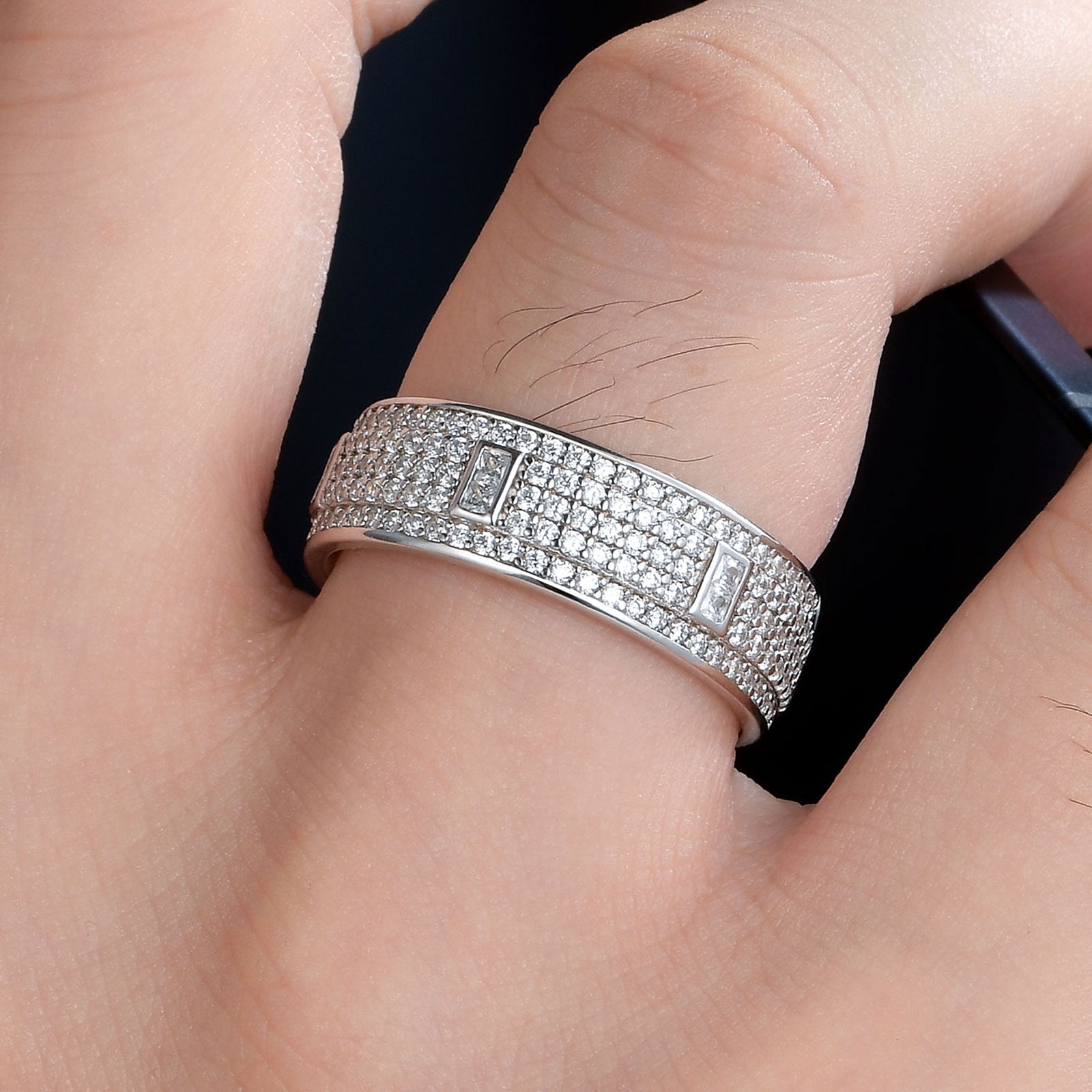 Newshe Men's Wedding Rings 925 Sterling Silver Ring 1ct 10 Newshe Men's Wedding Rings 925 Sterling Silver Ring 1ct 10