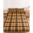 thumbnail image 2 of Twin XL Size Fitted Sheet Set - Brown Checkered 2 Piece Bedding Sets 16" Deep Pocket Fitted Sheet with 1 Pillowcases, Modern Farmhouse Brwon Buffalo Plaid Brushed Microfiber Hotel Luxury Bed Sheets, 2 of 9