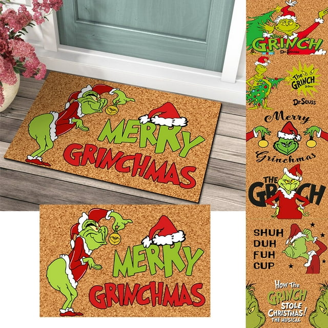 Felpudo navideño antideslizante para puerta, decoración para el hogar, exterior, puerta de entrada, alfombra navideña de 23,7 x 15,9 pulgadas