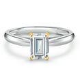 thumbnail image 3 of Gem Stone King 925 Silver and 10K Yellow Gold White Zirconia Engagement Ring for Women | 0.66 Cttw | Octagon 6X4MM | Gemstone Birthstone | Size 7, 3 of 6