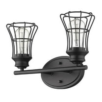 9.25 x 15.5 x 6.25 in. Piers 2-Light Matte Black Vanity Light