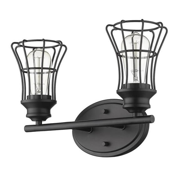 9.25 x 15.5 x 6.25 in. Piers 2-Light Matte Black Vanity Light