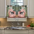thumbnail image 2 of Yayeee Kitchen Curtains Tier Pair Light Filtering 27"x24" Rod Pocket Short Cafe Window Panel, Pink Sleeping Cat, 2 of 7