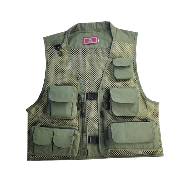 Chaleco de pesca suave para hombre, cómodo, sin mangas, de malla, de secado rápido Verde M