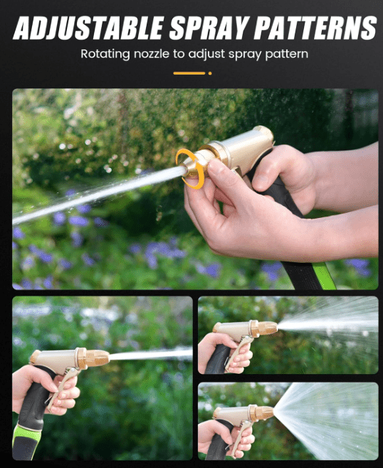 Garden hose nozzle, upgraded heavy metal nozzle, high-pressure water nozzle with adjustable spray mode for watering plants, car washing and pet shower