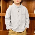 thumbnail image 6 of 1-2T Toddler Kids Boys Long Sleeve Solod Dress Shirt Gentleman School Uniform Tops Fashion Fall Winter Clothes12 Months 2T 3T 4T 5T 6T 7T 8T Little Kids, 6 of 9
