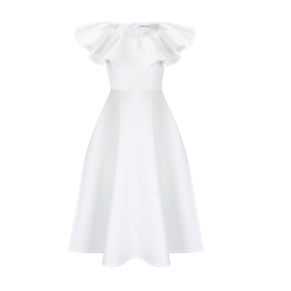 AURA Plus Size Summer Ruffle Sleeve High Waist Maxi Swing Dress Elegant Banquet Party Dress XL XXXL