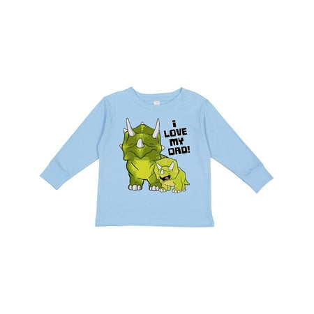 

Inktastic I Love My Dad with Baby and Daddy Triceratops Gift Toddler Boy or Toddler Girl Long Sleeve T-Shirt
