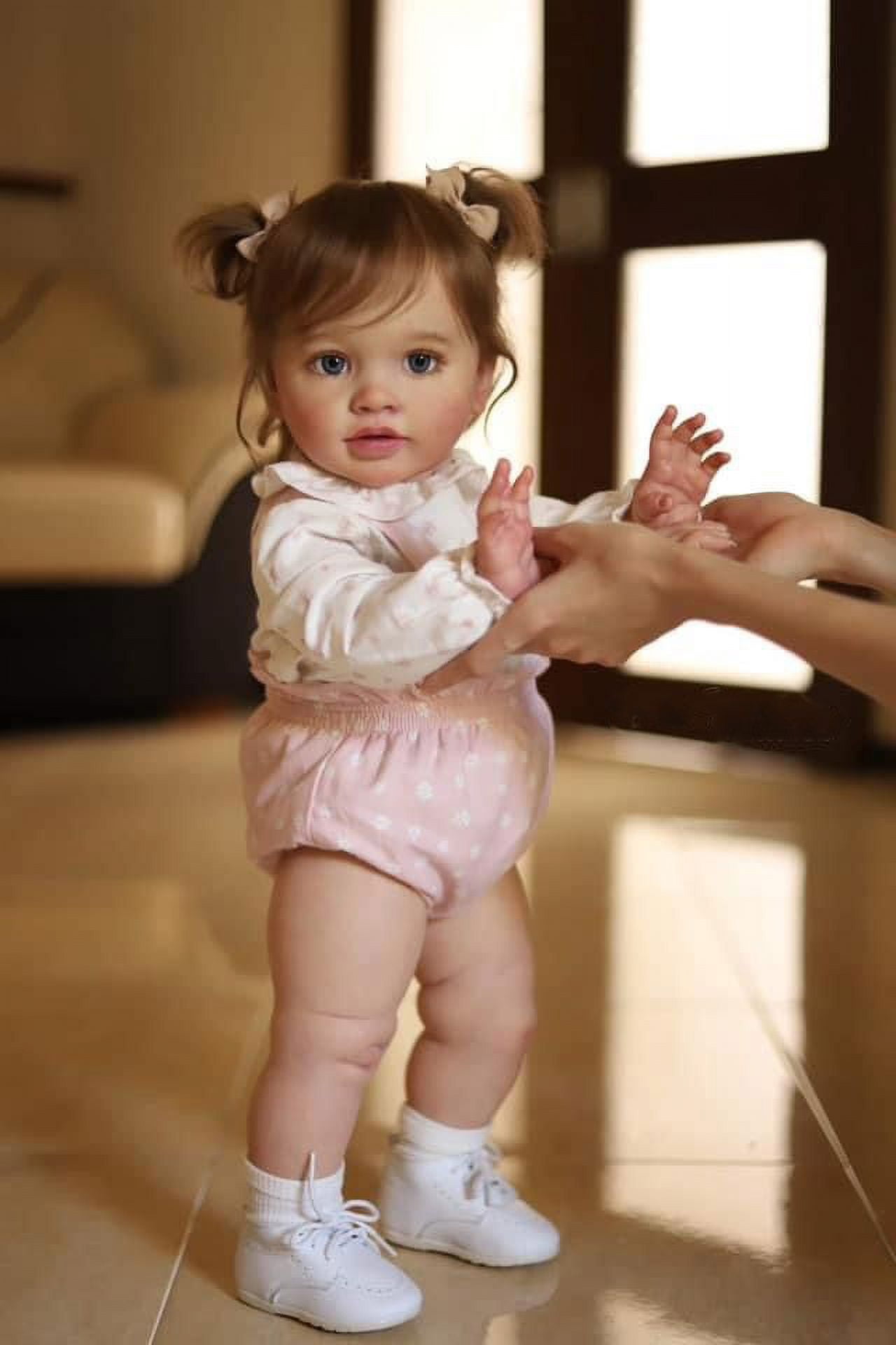 iCradle Lifelike Reborn Baby Dolls Girl - 26 inch Realistic Toddler Princess Girl Blue Eyes Real Life Standing Bebe Toy Xmas Gift