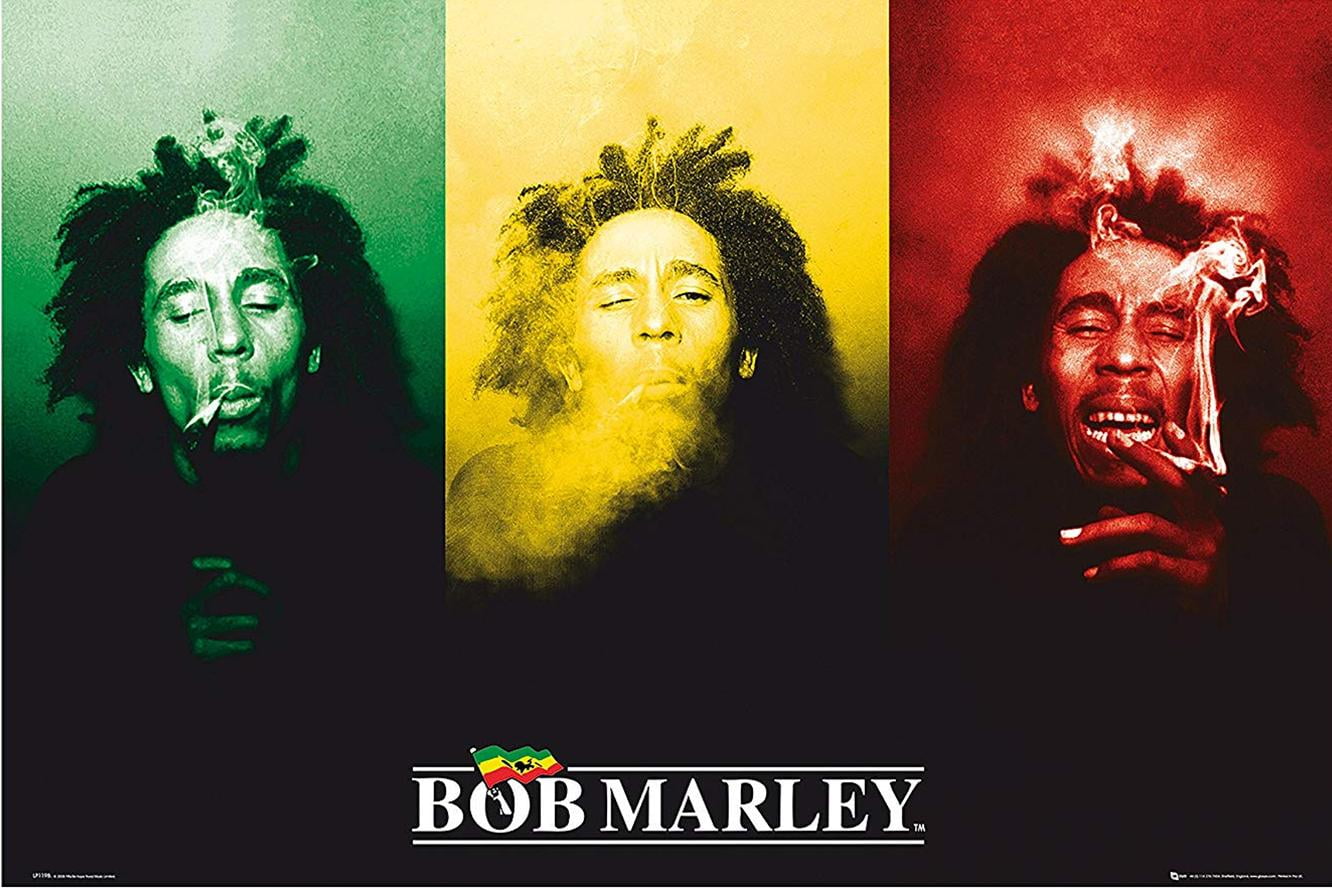 Bob Marley (3 Faces, Smoking) 36x24 Music Art Print Poster College Dorm