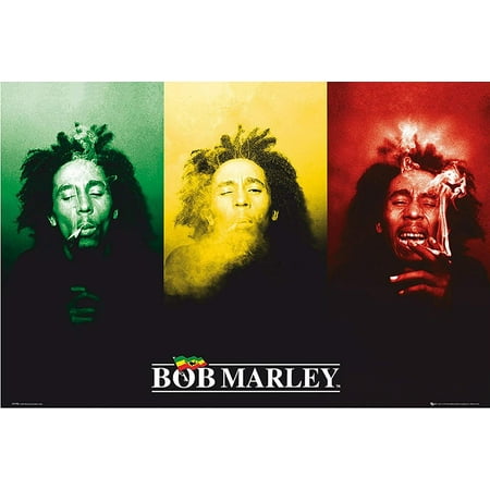 Bob Marley (3 Faces, Smoking) 36x24 Music Art Print Poster College Dorm