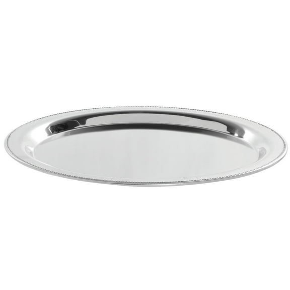 HUBERT Serving Tray Stainless Steel Round with Beaded Edge - 13" Dia x 3/4" H