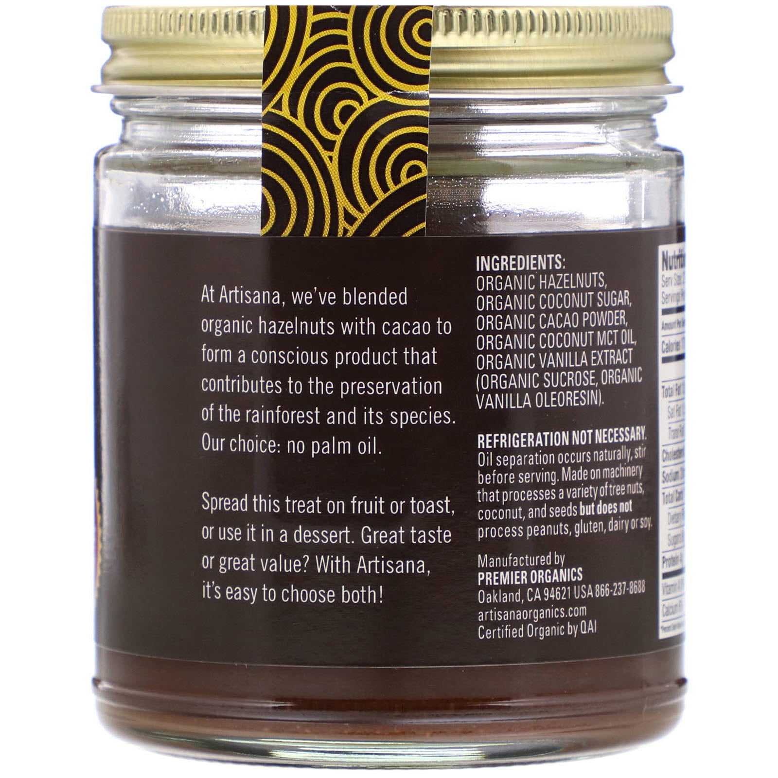 Artisana, Organics, Hazelnut Cacao Spread, 8 oz(pack of 2)