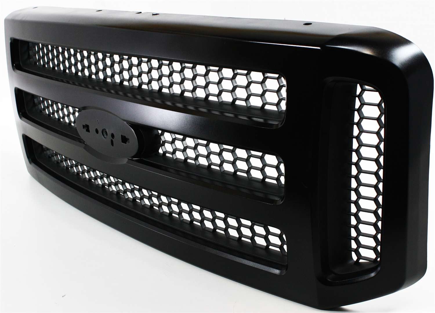 Grille Assembly Compatible With 2005-2007 Ford F-250 Super Duty F-350 Painted Black Shell and Insert