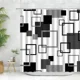 thumbnail image 2 of Juego de cortinas de ducha modernas negras con ganchos: cortinas de ducha en blanco y negro para baño, cortinas de baño geométricas de tela con ganchos, 2 of 4
