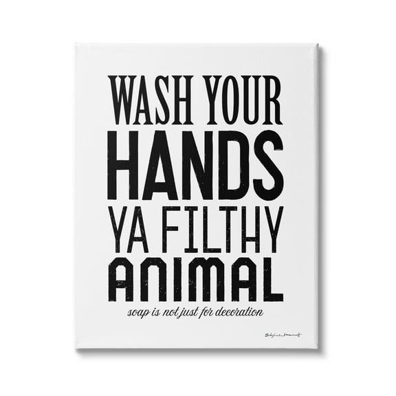 Stupell Industries Wash Your Hands Ya Filthy Animal Funny Bathroom, 36 x 48, Design by Stephanie Workman Marrott