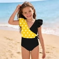 thumbnail image 7 of yoeyez Toddler Kids Swimsuit Girl Cute Ruffle Strap Bathing Suit Polka Dots One Piece Swimsuits Color Block Padded Tummy Control Swimwear 7-16Y, 7 of 7