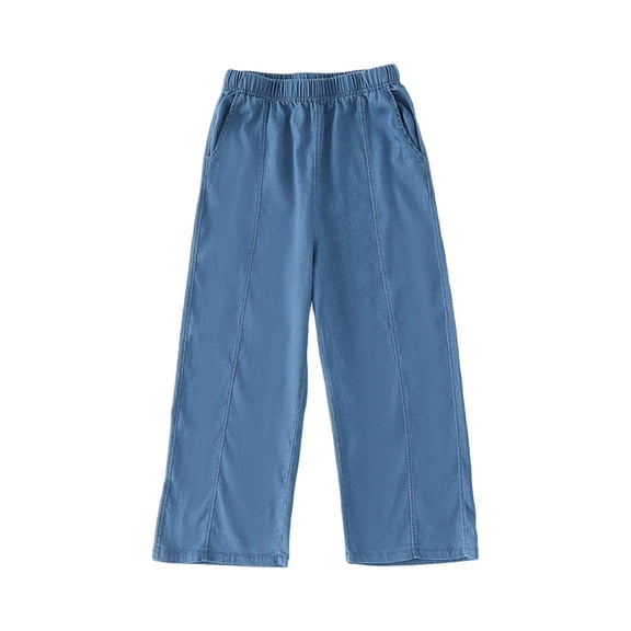Guluxicc Girls Flare Pants Kids Summer Casual Elastic Waist Bell Bottom Trousers with Pockets