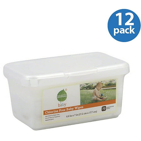 Seventh Generation- Free & Clear Baby Wipes Tub, 70 count (Pack of 12)
