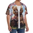 thumbnail image 4 of Fotbe Romantic Floral Bear print Short Sleeve Button Down Shirts for Men Casual Summer Beach Wrinkle Free Shirt-XX-Large, 4 of 7