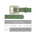 thumbnail image 2 of INSPIRE CHIC Women's Rhinestone Buckle Belts, Decorative Elegant Faux Leather Waistband Belt for Jeans Pants Dresses 105x2.8cm/41.3x1.1" Green, 2 of 6