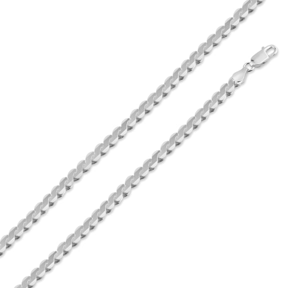 925 Sterling Silver High Polished Flat Rope Serpentine Chain 5.1mm Made in Italy 22" Jewelry Female