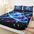 thumbnail image 4 of Castle Fairy Sport Soccer Bed Sheets 4-Piece, Abstract Crystal Football Full Size Sheets, Black Blue White,1 Fitted Sheet, 1 Flat Sheet and 2 Pillowcases, 4 of 6