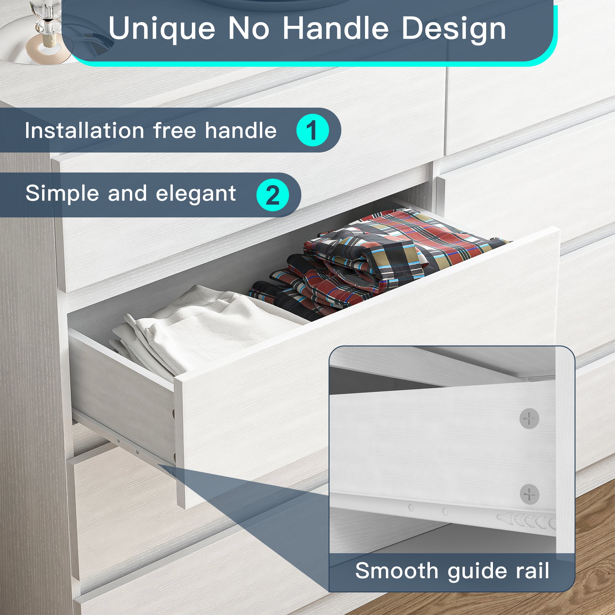 Finihen 8 Drawer Double Dresser, Modern 8 Chest of Drawers with Deep Drawers, Wide Storage Organizer Cabinet for Living Room, Kids, White Finihen 8 Drawer Double Dresser, Modern 8 Chest of Drawers with Deep Drawers, Wide Storage Organizer Cabinet for Living Room, Kids, White