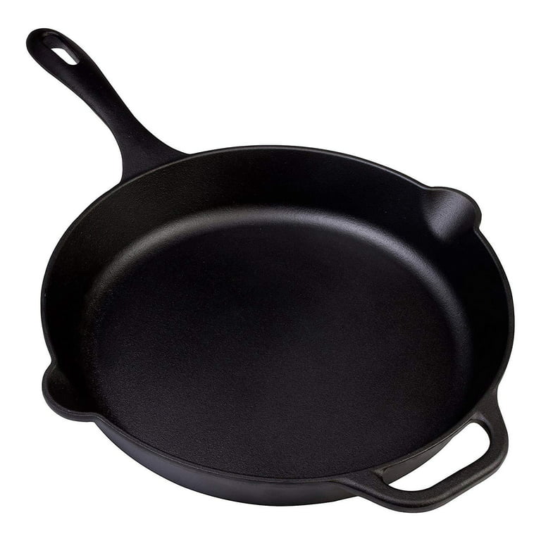  Calphalon Cast Iron Skillet, Pre-Seasoned Cookware with Large  Handles and Pour Spouts, 12-Inch, Black: Home & Kitchen
