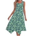 thumbnail image 2 of Ovzne Robes pour Femmes Robe Imprimée Sans Manches avec Poches Ourlet Irrégulier Col Rond Robe d'Été Imprimée en Liquidation, 2 of 5