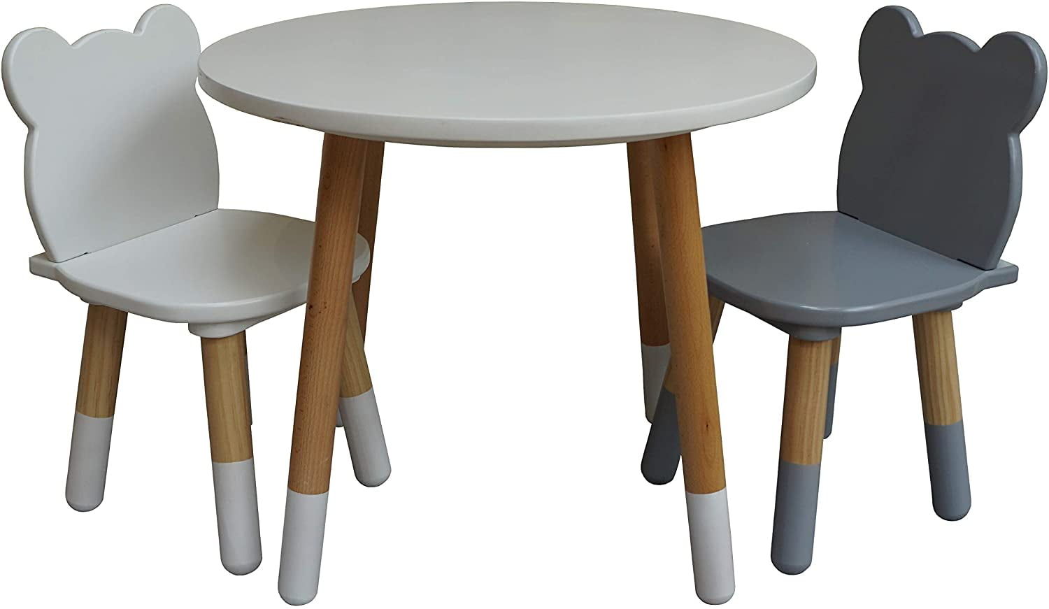 New Wooden Children's Table & Chairs Set Round Furniture Kids White 