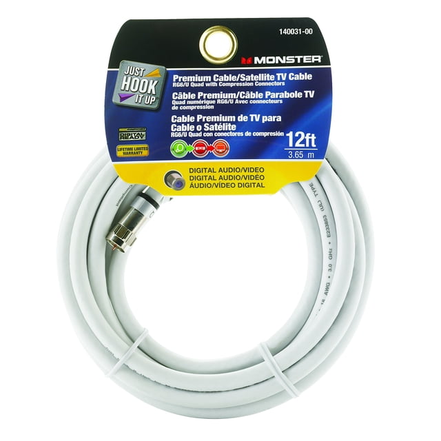 Cable coaxial Monster Cable Digital de 75 ohmios, 12 pies